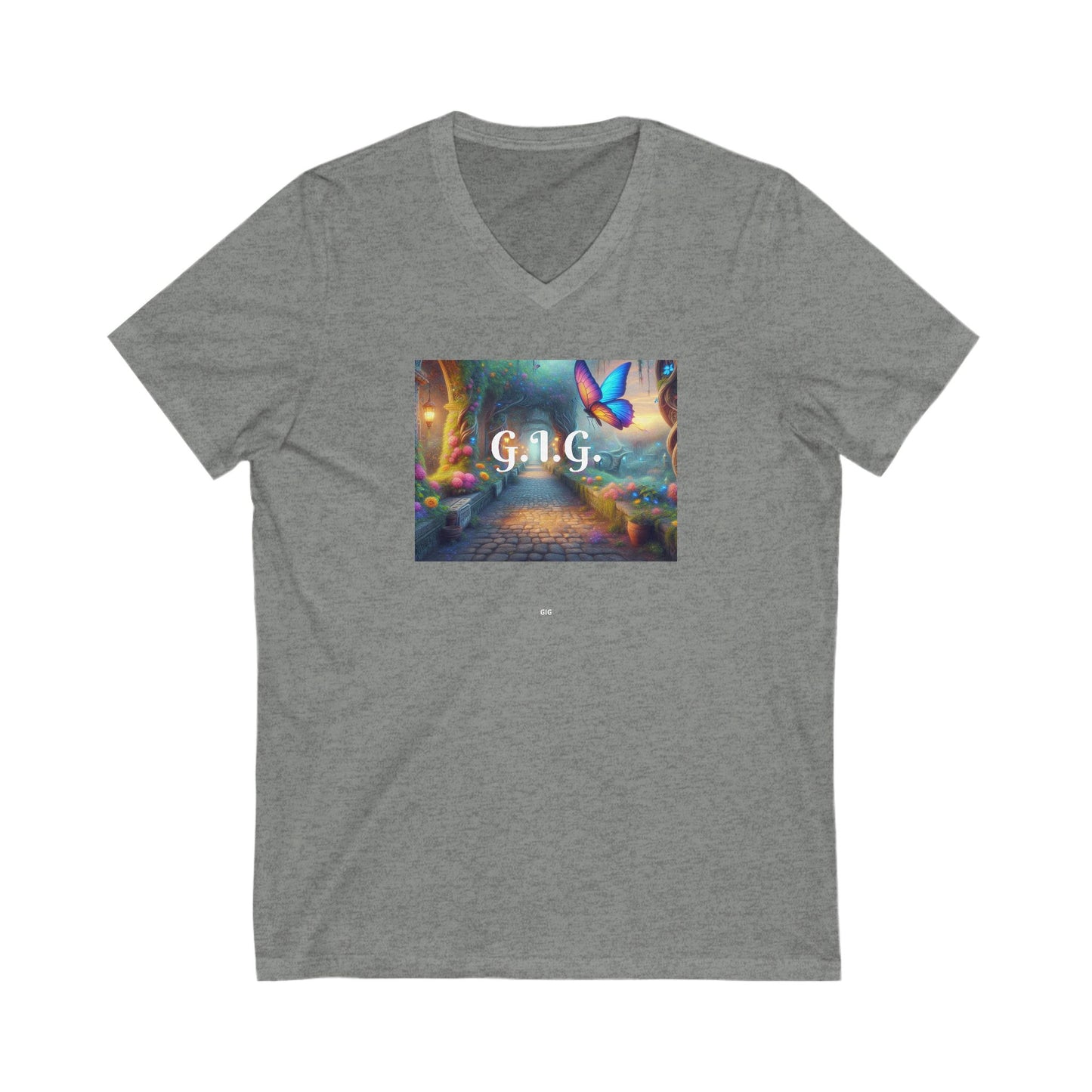 V-NECK COLORFUL BUTTERFLY TEE - Ladies