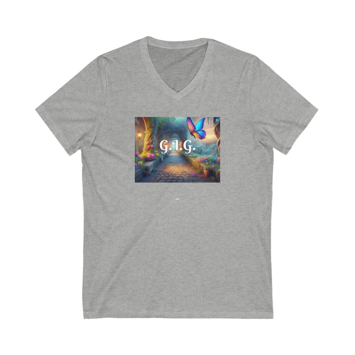 V-NECK COLORFUL BUTTERFLY TEE - Ladies
