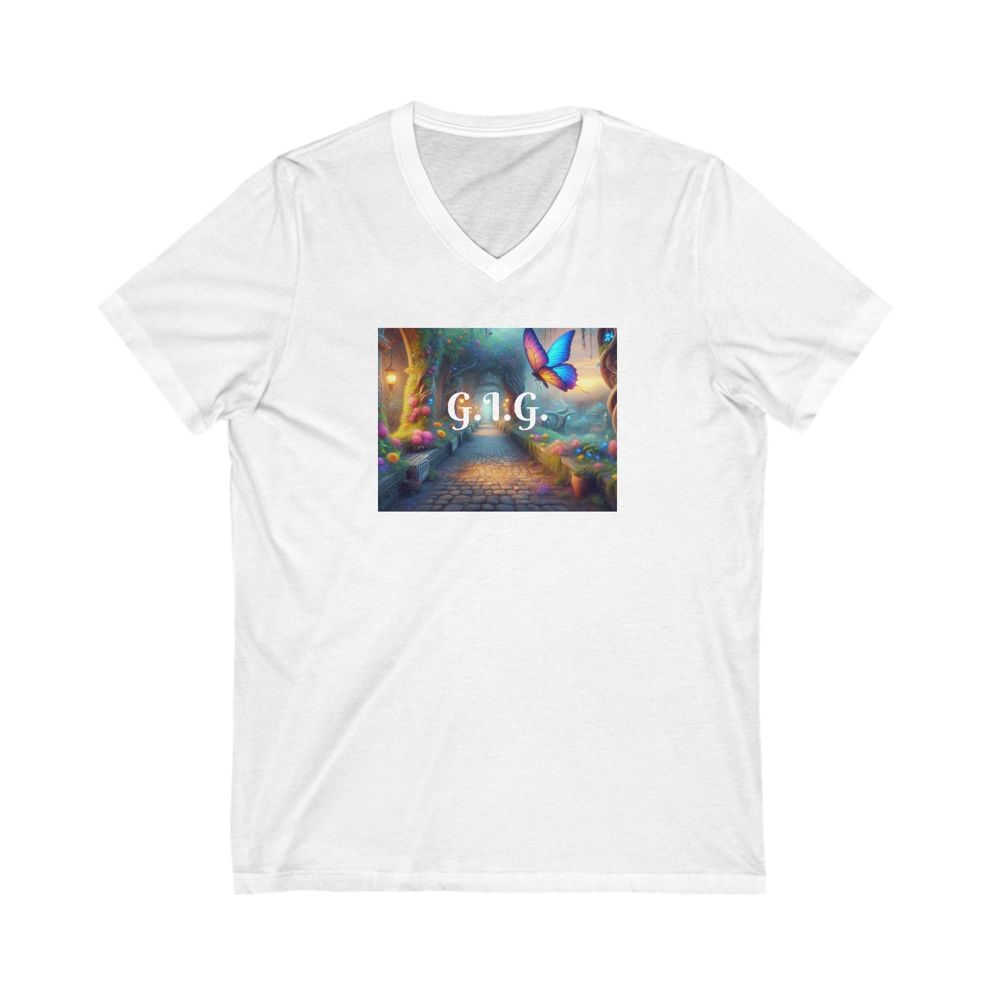 V-NECK COLORFUL BUTTERFLY TEE - Ladies