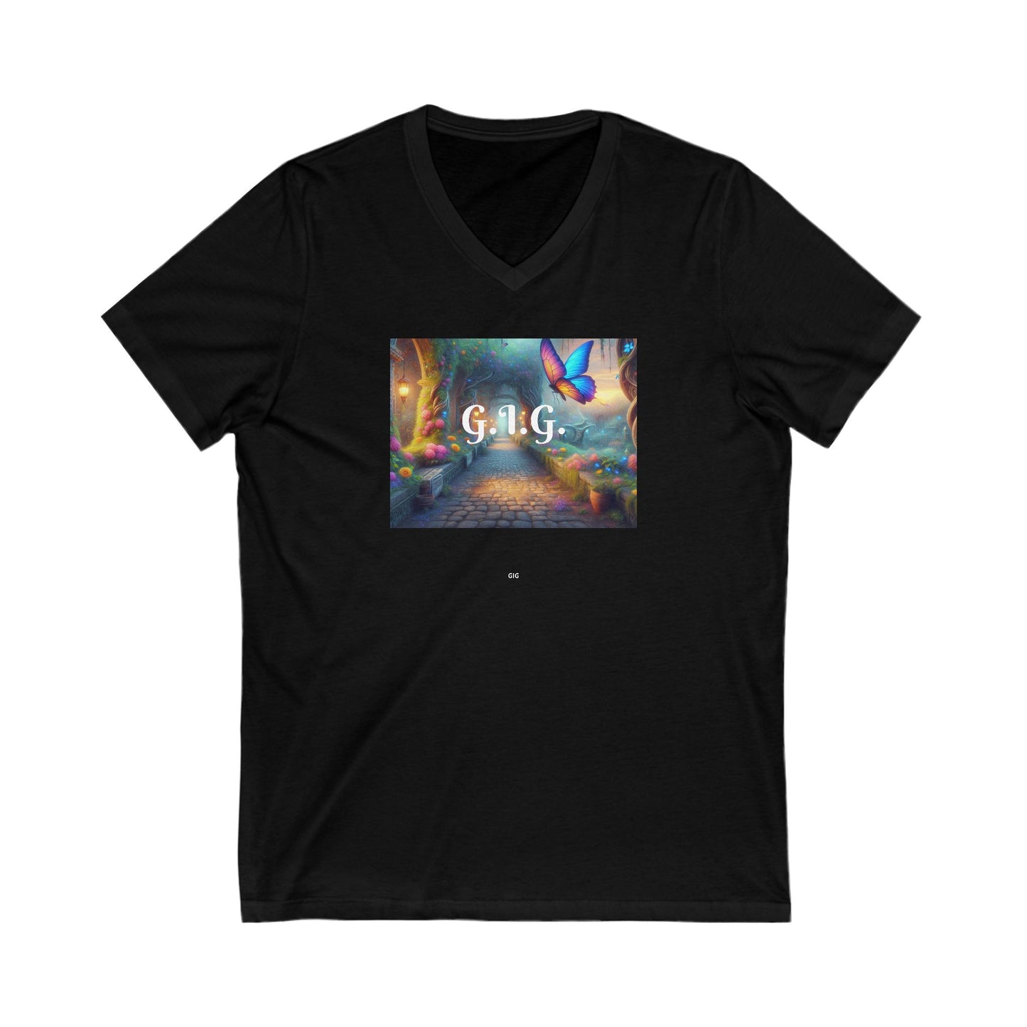 V-NECK COLORFUL BUTTERFLY TEE - Ladies