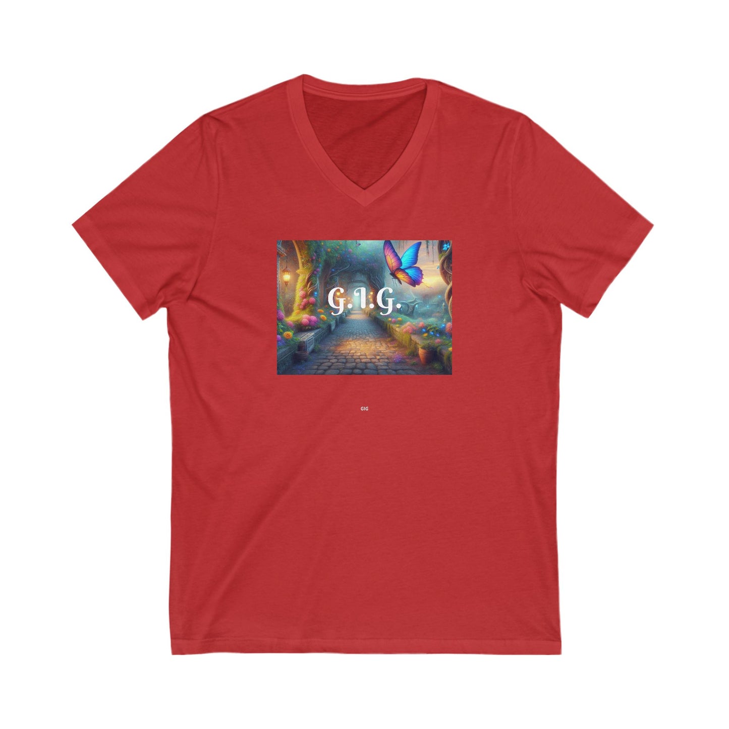 V-NECK COLORFUL BUTTERFLY TEE - Ladies