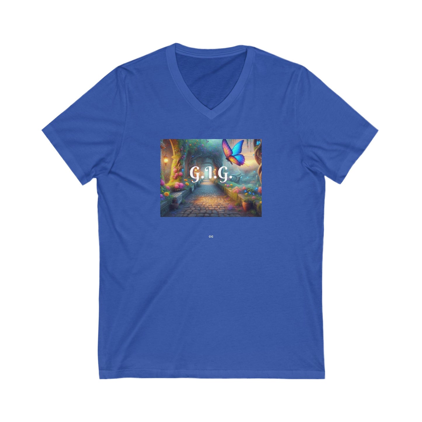 V-NECK COLORFUL BUTTERFLY TEE - Ladies