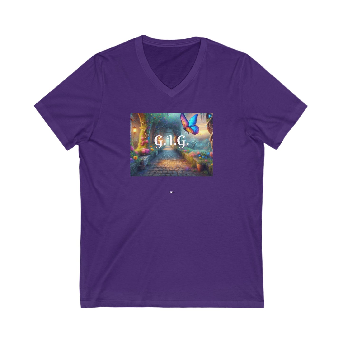 V-NECK COLORFUL BUTTERFLY TEE - Ladies