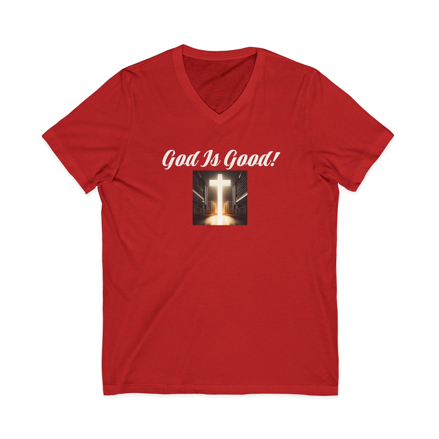 05 V-NECK TEE W/CROSS - Ladies