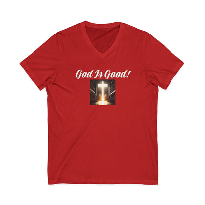 05 V-NECK TEE W/CROSS - Ladies
