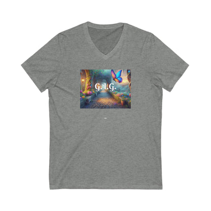 V-NECK  COLORFUL BUTTERFLY TEE - Ladies