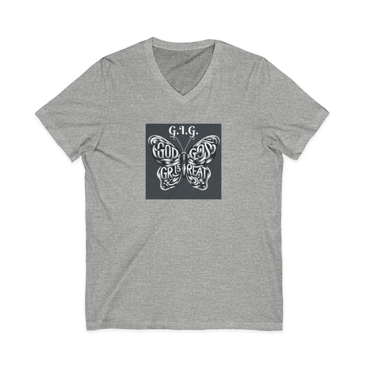 93) V NECK TEE - BUTTERFLY - Unisex