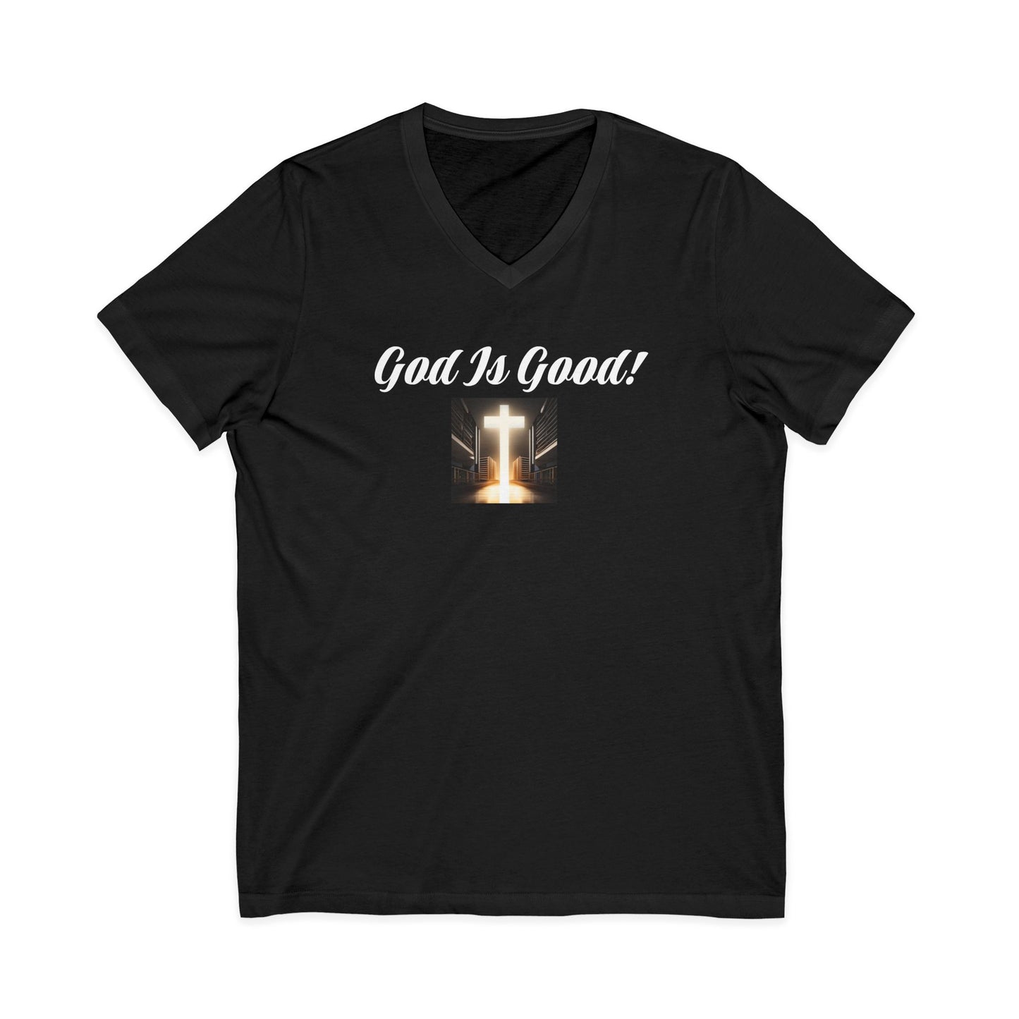 05 V-NECK TEE W/CROSS - Ladies