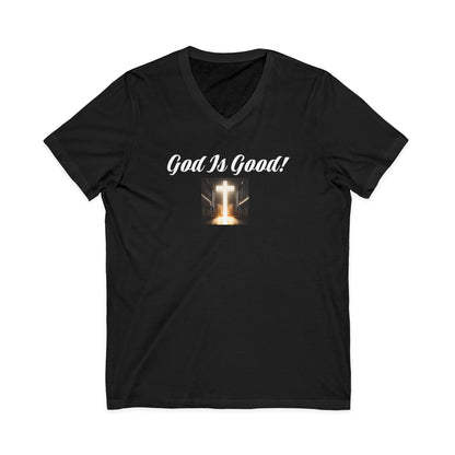 05 V-NECK TEE W/CROSS - Ladies