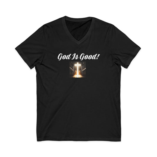 05 V-NECK TEE W/CROSS - Ladies