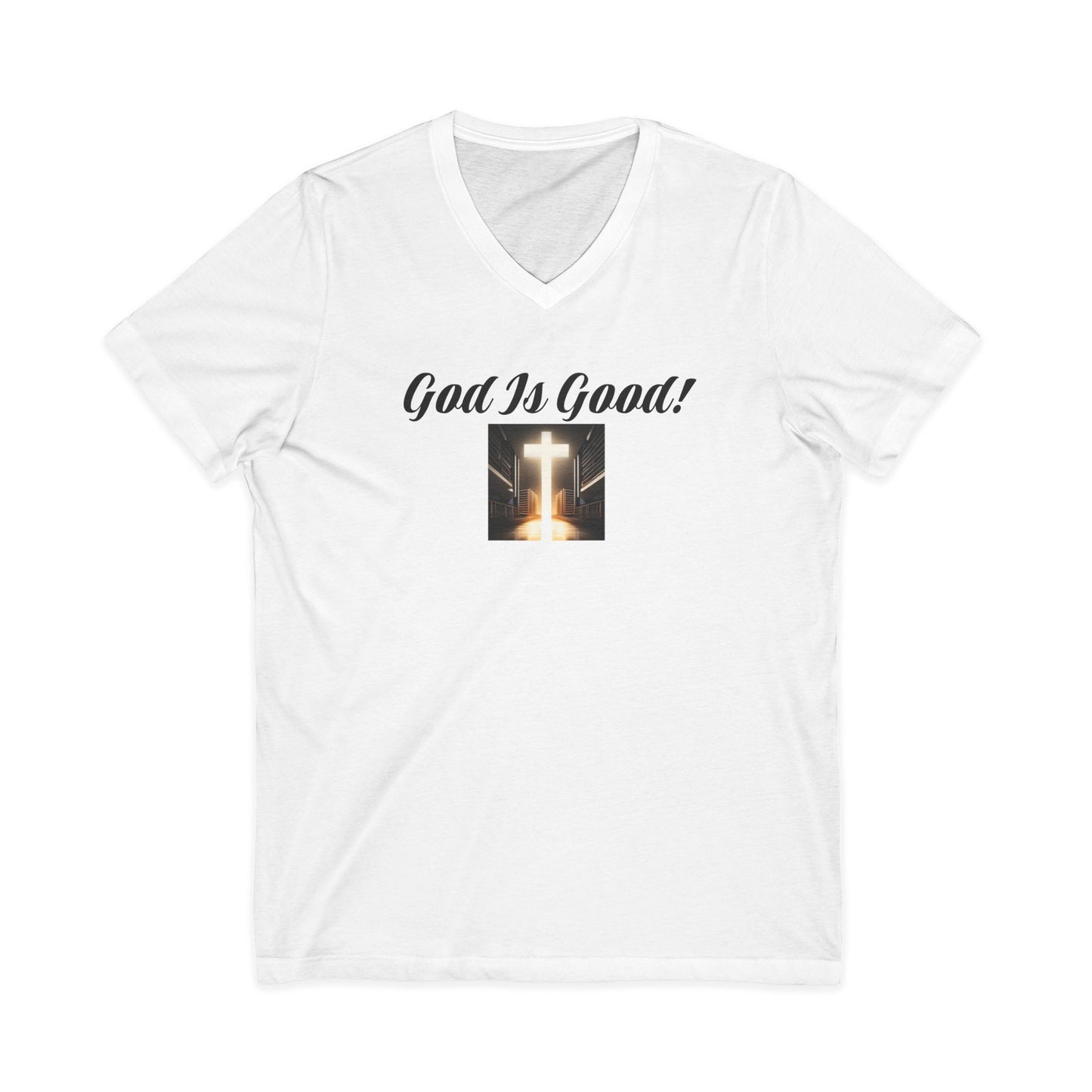 05 V-NECK TEE W/CROSS - Ladies