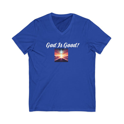 05 V-NECK TEE W/CROSS - Ladies