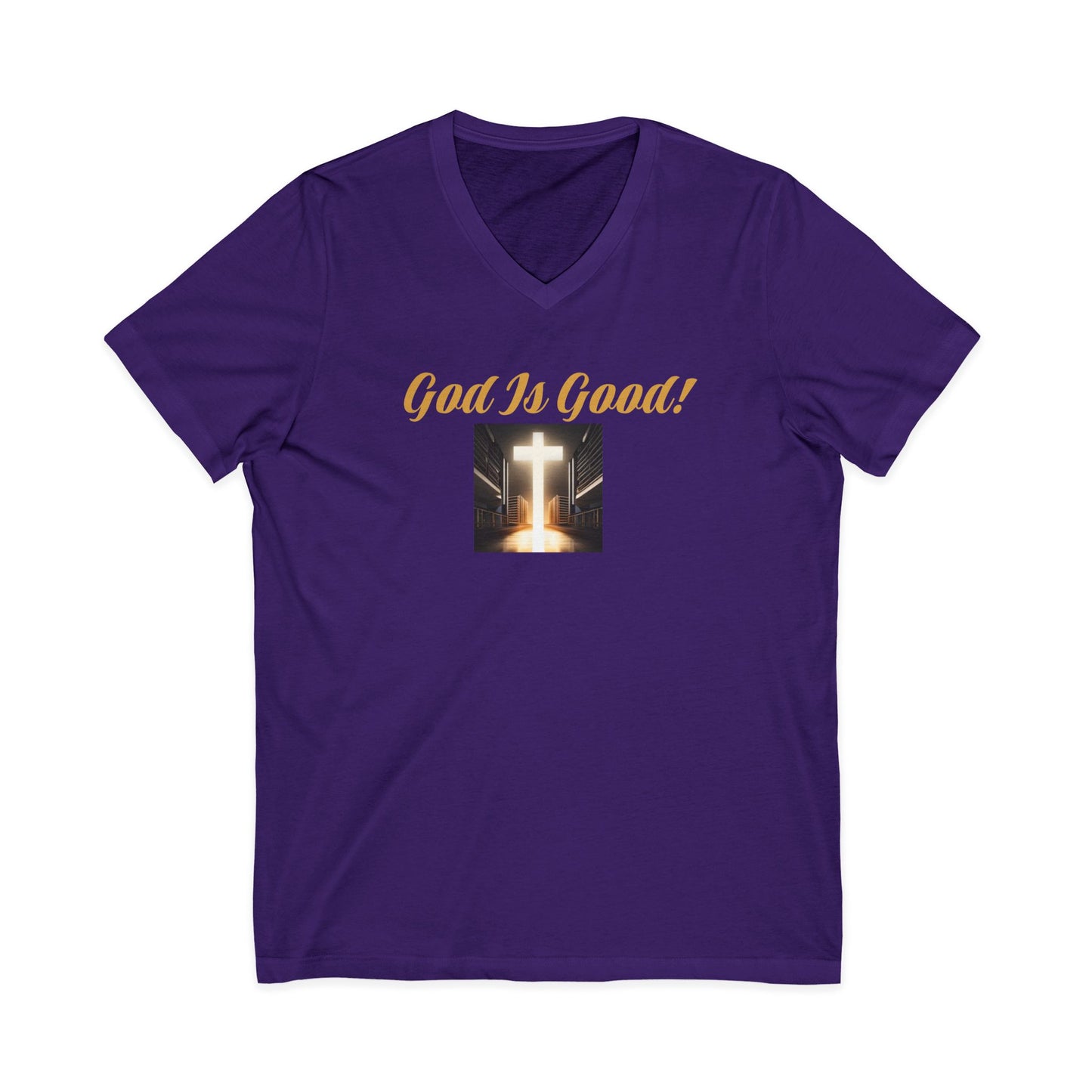 05 V-NECK TEE W/CROSS - Ladies