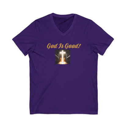 05 V-NECK TEE W/CROSS - Ladies
