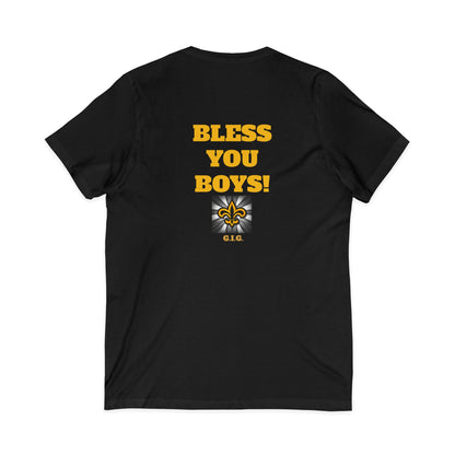 09) SAINTS GIG WHO DAT V-NECK TEE UNISEX (double sided)